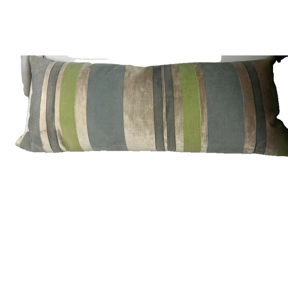 Galbraith and Paul Pillow Hand Block 30X13 Multi stripe Mist/Citron Velvet Down